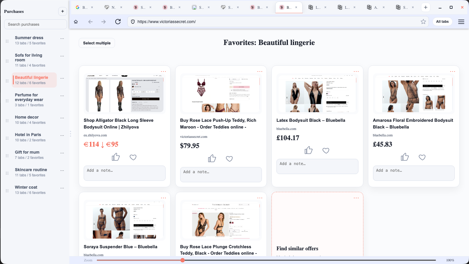 BuyKa screen with saved shopping options